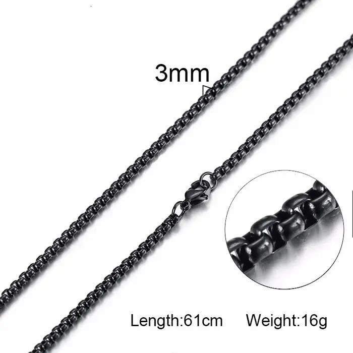 Chaîne de boîte ronde pour hommes et garçons, colliers de chaîne en acier inoxydable plaqué or argent noir, cadeaux de bijoux unisexes, 18 à 30 pouces