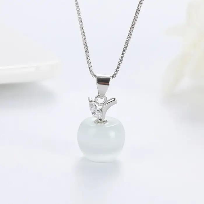 Collier en argent Sterling 925, pendentif en forme de pomme en Zircon pour dames, mode Simple, fête