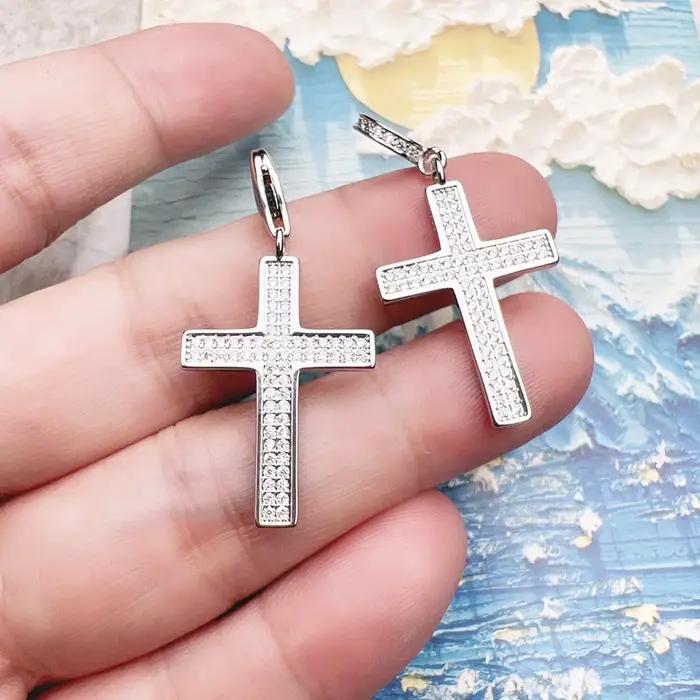 Pendentif croix en pierre blanche sterling argent pour homme femme occasions spéciales cadeau de fiançailles mariage noël