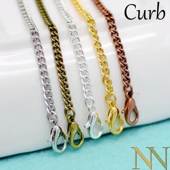 50 Pièces 3mm Collier Gourmette Argent Plaqué Bronze Cuivre