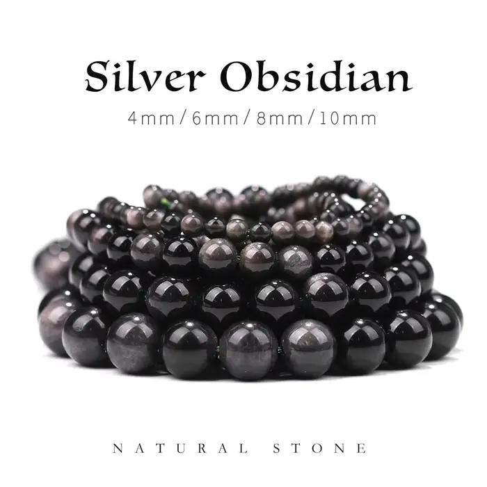 Obsidienne en argent naturel pour bijoux