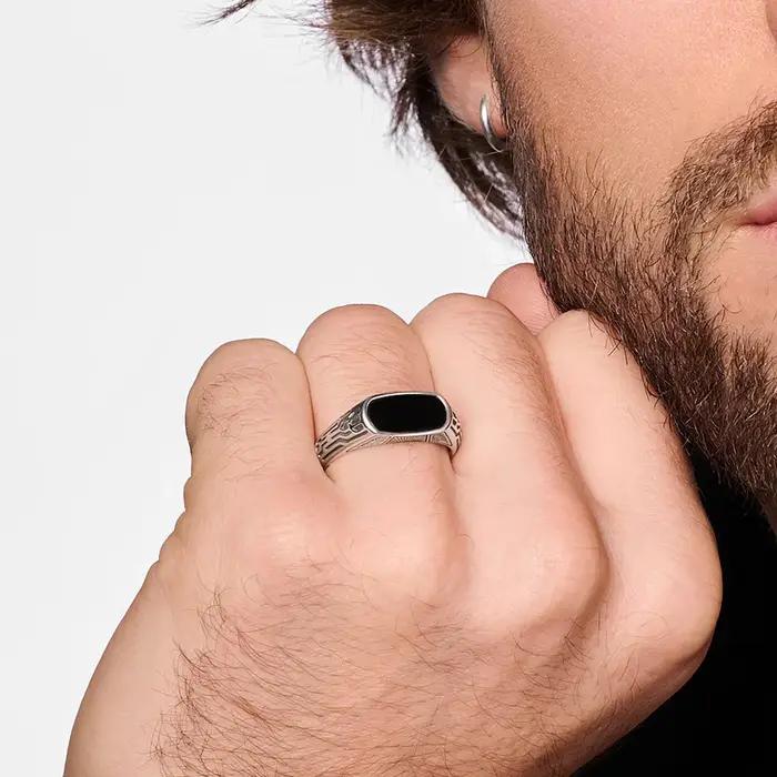 Bague signet en onyx en argent sterling 925 pour femmes romantique bijou occasion spéciale vendange elegant