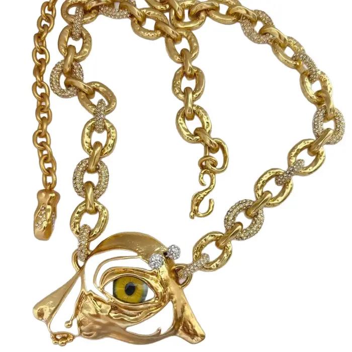 Collier pendentif oeil exagéré, boucles d'oreilles, broches, bracelets