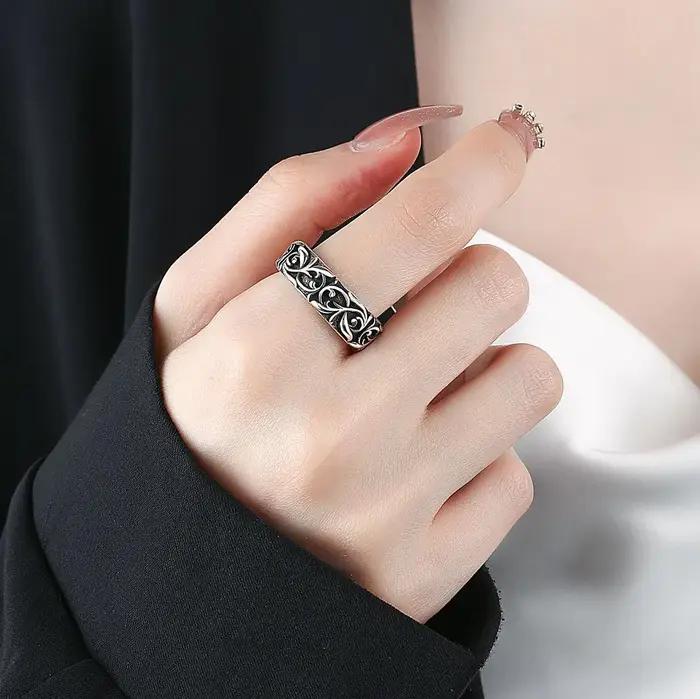 Bague de vigne éternelle rétro couleur argent punk gothique vintage anneau ouvert pour hommes et femmes bijoux de créateur faits à la main accessoires unisexes occassions partys