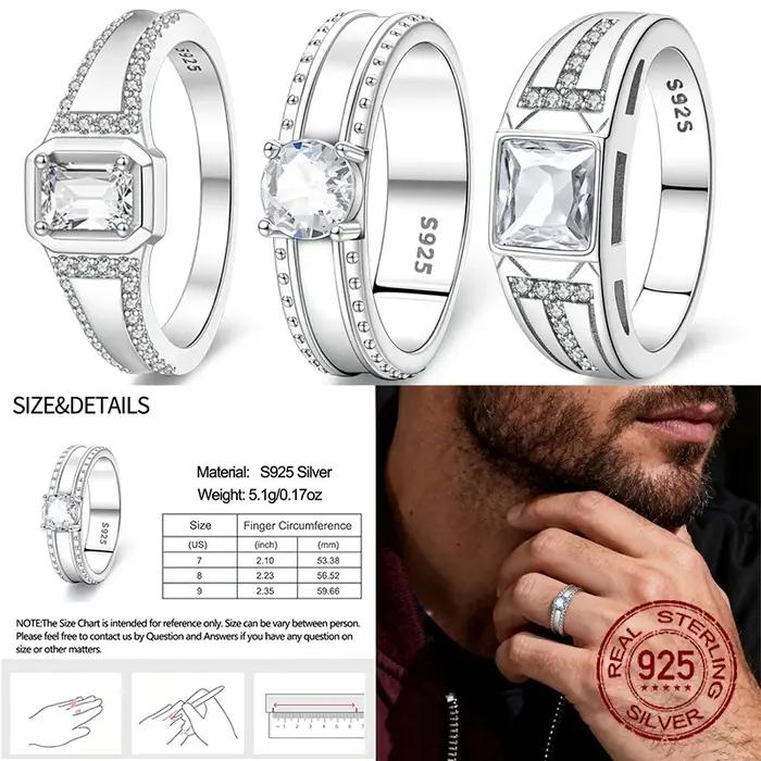 Bague Saint-Valentin en argent sterling 925 avec incrustation de zirconium blanc alliance de couple pour femmes occasions spéciales romantiques