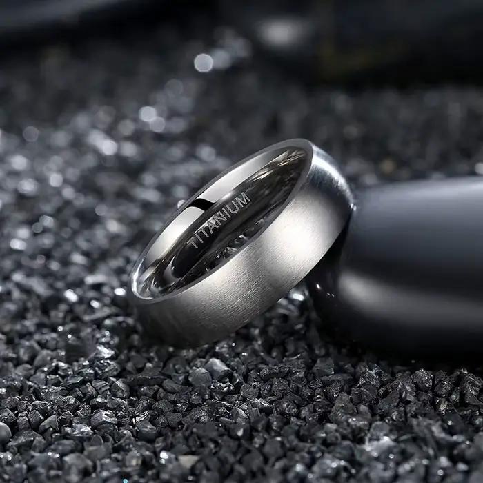 Tigrade 4/6/8mm brossé Simple couleur argent/noir bague en titane hommes minimaliste alliance bagues de fiançailles