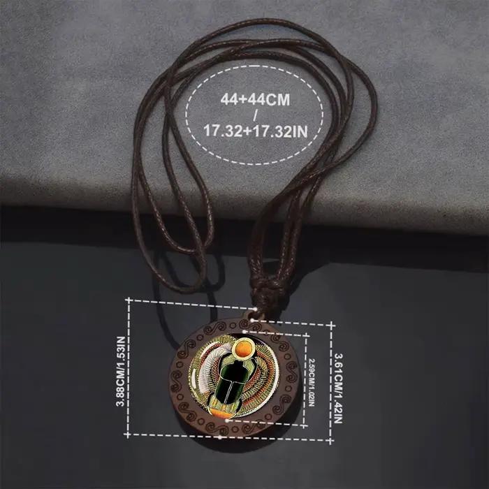 Pendentifs de l'egypte ancienne Ankh Anubis Scarab Sphinx Isis déesse pendentif en bois chaînes de corde collier pour femmes hommes bijoux égyptiens