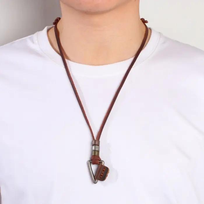 Collier en cuir véritable JoChoker avec pendentif géométrique pour homme et femme style ethnique rock punk occasion spéciale anniversaire