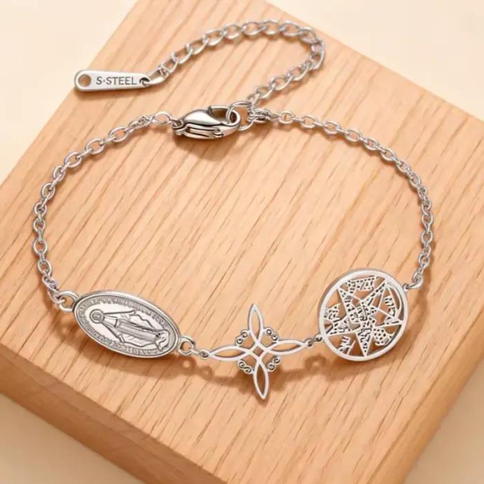 Bracelet Triple Protection en Acier Inoxydable Argenté