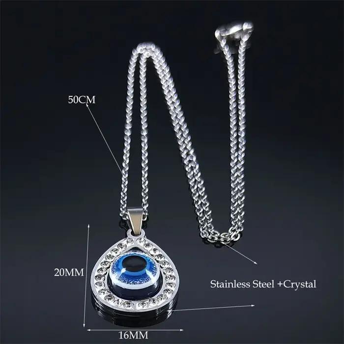 Collier mauvais œil turc en acier inoxydable