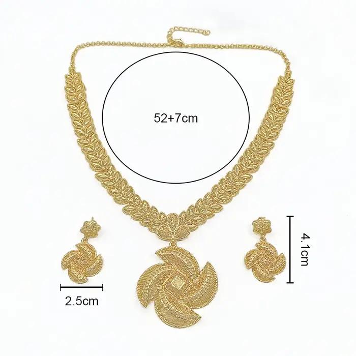 Ensemble de bijoux plaqué or 18 carats de Dubaï au design original et unique pour femmes