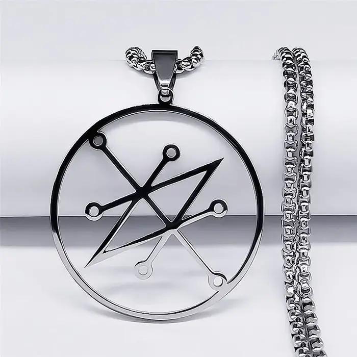 Collier Pendentif Azazel Sigil en Acier Inoxydable pour Hommes et Femmes Occasions Spéciales Fiançailles Mariage Anniversaire