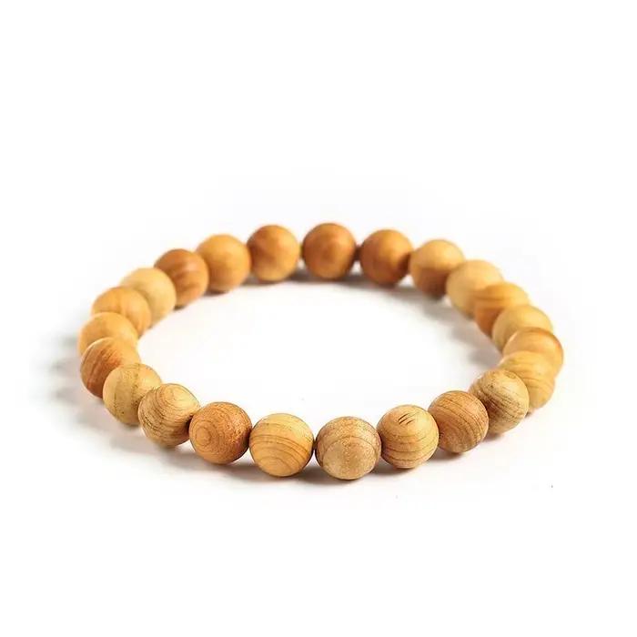 JD Thuja-Bracelet de perles tibétaines pour hommes et femmes, bijoux simples de méditation bouddhiste, en bois naturel, perles de prière Mala