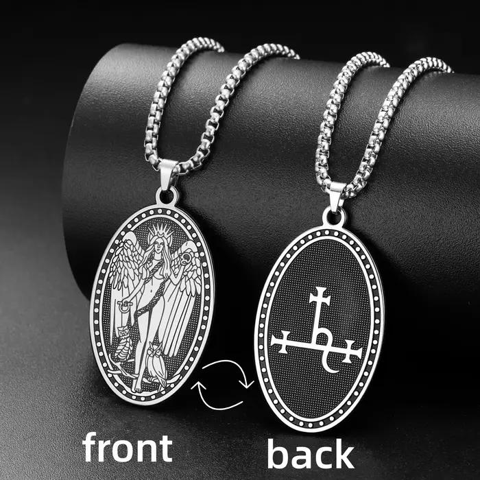Collier ovale double face avec sigil de Lilith