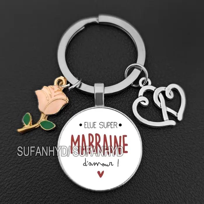 Porte-clés en verre plaqué argent pour la Fête des Pères style moderne coeur dessin animé unisexe occasions spéciales