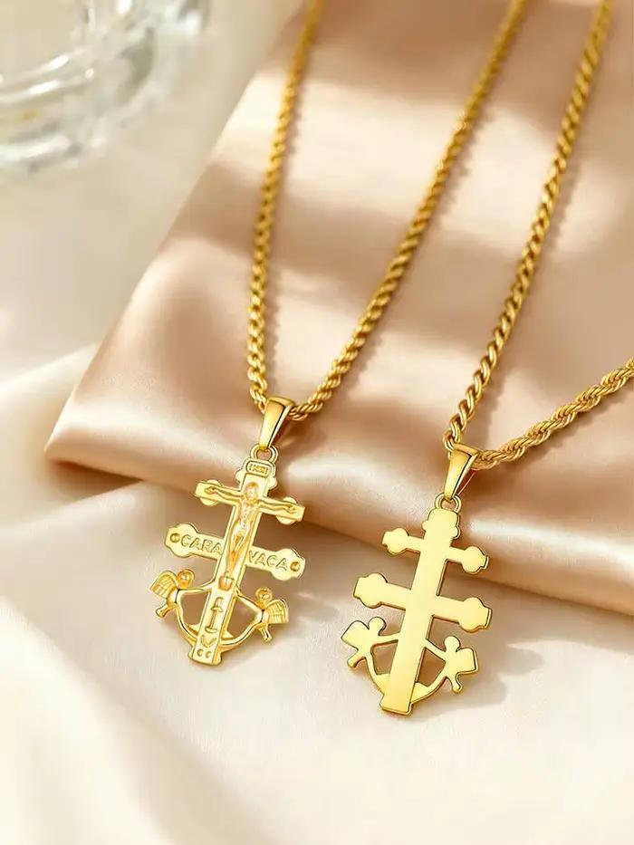 Collier croix de Caravaca INRI pour femmes et hommes