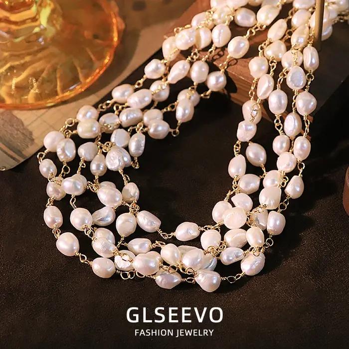 Collier de perles naturelles multicouches classique pour femmes occasions spéciales élégant cadeau GLSEEVO