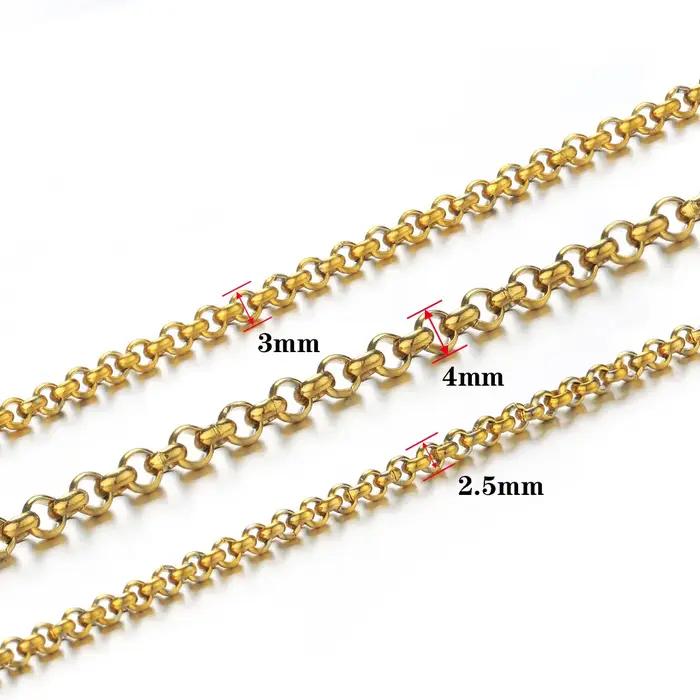 Chaînes en acier inoxydable dorées 2.5/3/4mm forme O pour créations de bijoux à faire soi-même occasions spéciales bijoux personnalisés pour femmes