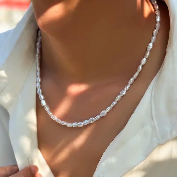 Collier avec pendentif en perles baroques pour hommes et femmes