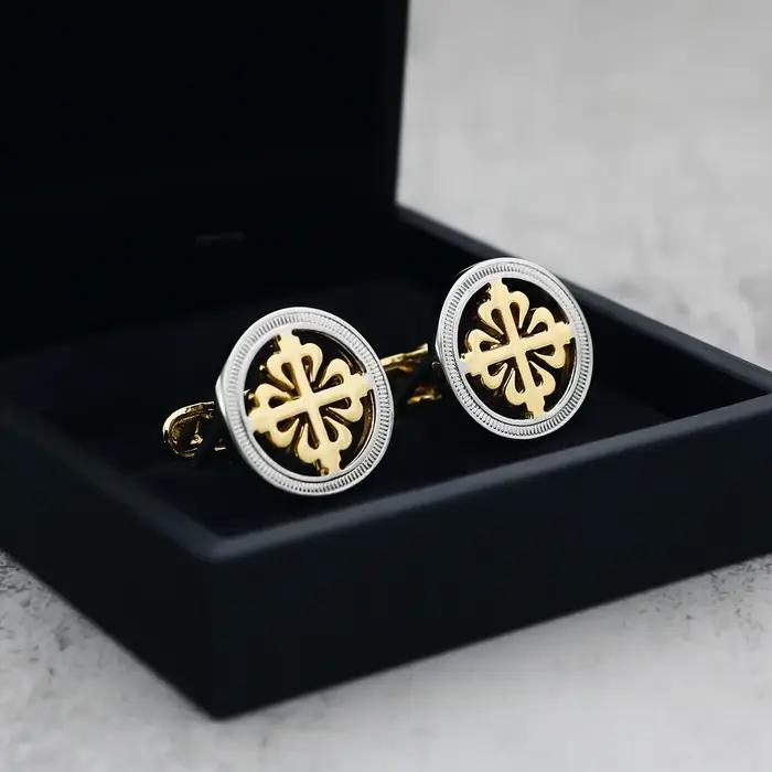 Boutons de manchette de luxe en forme de fleur d'iris