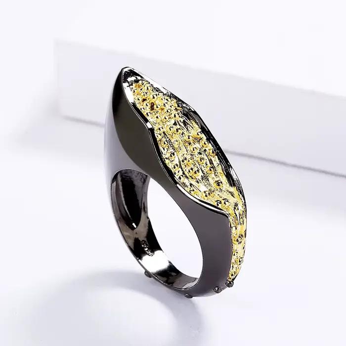 Bague créative géométrique or noir