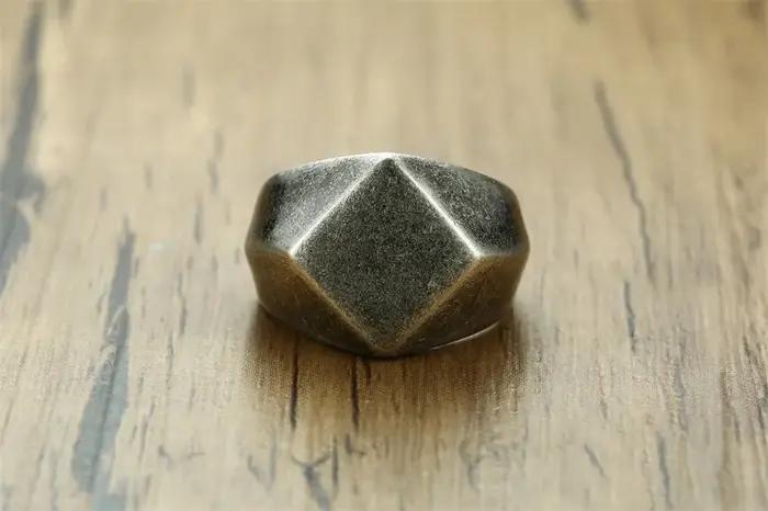 Bague chevalière pour hommes en acier inoxydable quadrilatère à dessus plat carré bijoux