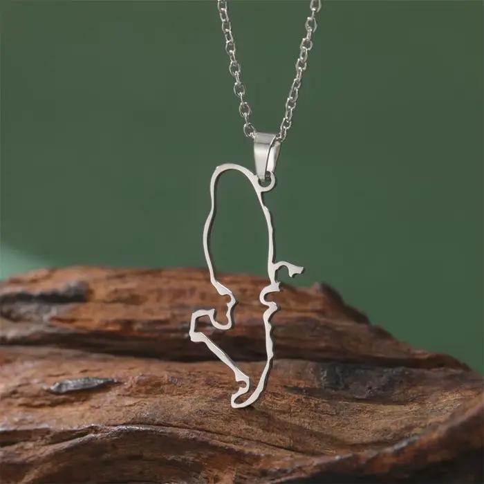 Collier pendentif carte de l'île de la Martinique EUEAVAN France en acier inoxydable, collier ras du cou ajouré tendance pour femmes et hommes, bijou de fête, cadeau