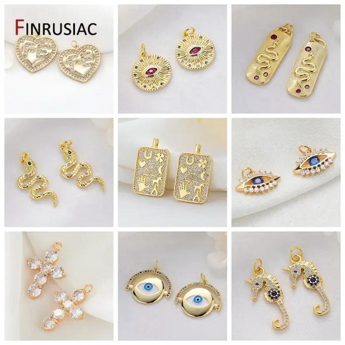 Bijoux à bricoler soi-même faisant 6 Types 14K véritable plaqué or pavé réglage Zircon petite Mini fée/papillon/violon/Hamsa pendentifs breloques