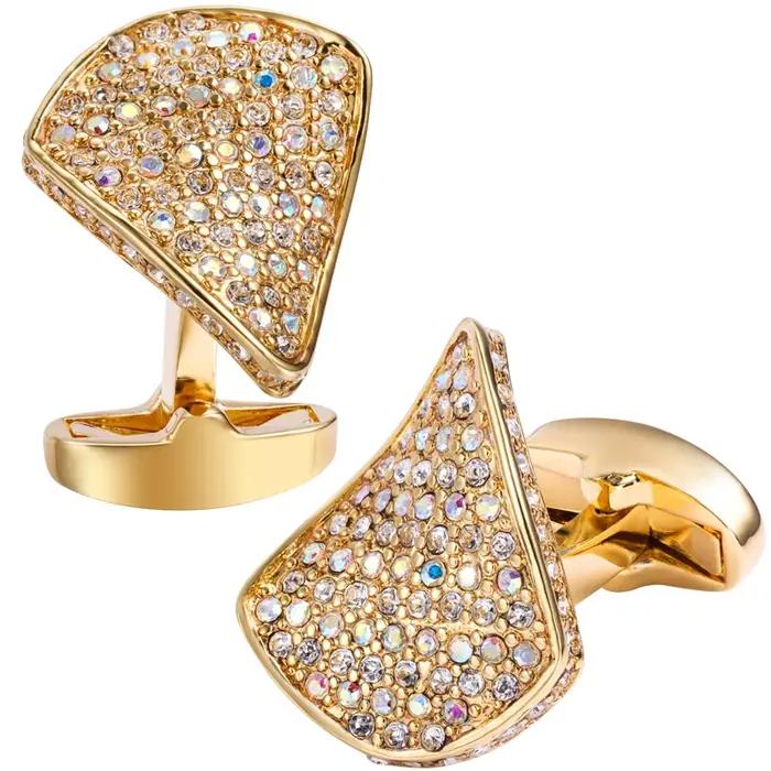 Boutons de manchette en cuivre et cristal multicolores élégants pour hommes occasions formelles mariage affaires cadeau prestige