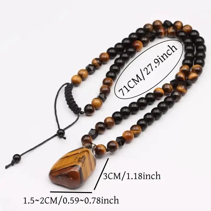 Collier en pierre d'oeil de tigre pendentif en perles noires pour femmes classique et audacieux pour anniversaire et occasions spéciales