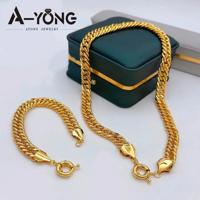 Collier et Bracelet de luxe plaqué or saoudien
