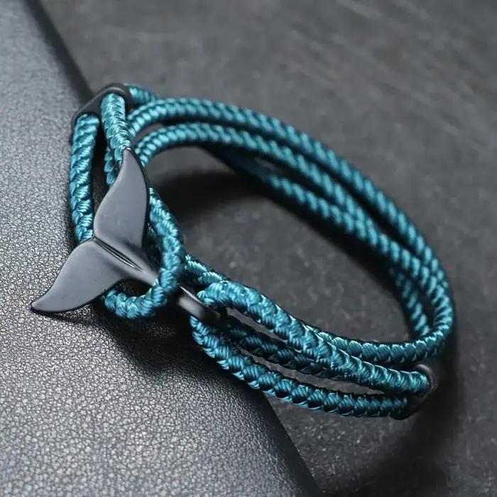 Nouveau Bracelet en queue de baleine pour hommes, cordon de quille ajustable, multicouche, Animal ma