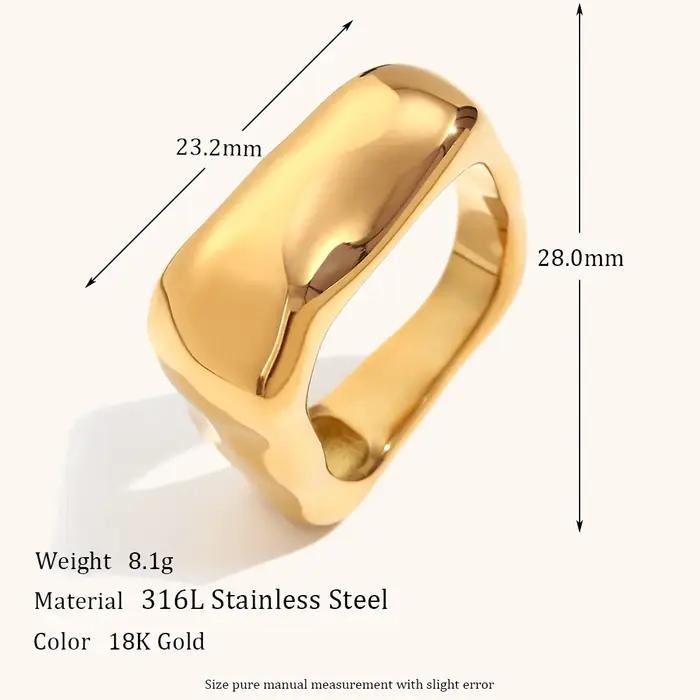 La.Muses-Bague en Acier Inoxydable de Forme Carrée