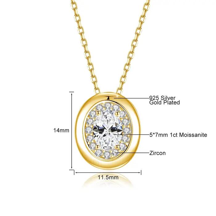 Collier ovale D VVS1 Halo Moissanite
