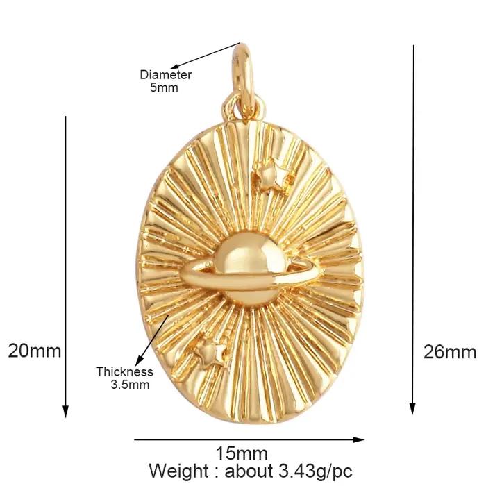 Vente en gros - Sélection personnalisée - Pendentif breloque plaqué or 18 carats Soleil Lune Étoile,