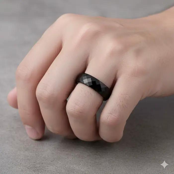 Bague de promesse en céramique 6 mm noir