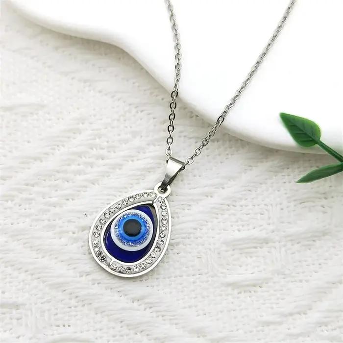 Collier mauvais œil turc en acier inoxydable
