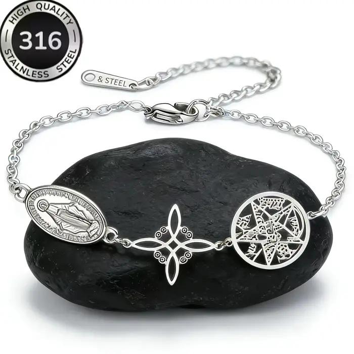 Bracelet Triple Protection en Acier Inoxydable Argenté