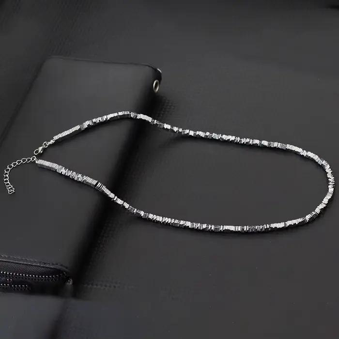 Collier de perles en pierre d'hématite exquise pour hommes
