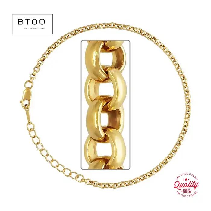 Bracelet chaîne Rolo Gold Filled en or 14 carats maillons élégants pour femme 16 cm bijoux de qualité durable