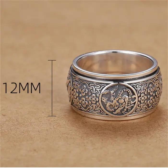 Bague Rotative en Forme d'Animaux Puissants Hommes Bijou Dominant Sculpture Rétro Cadeau Anniversaire Occasions Spéciales