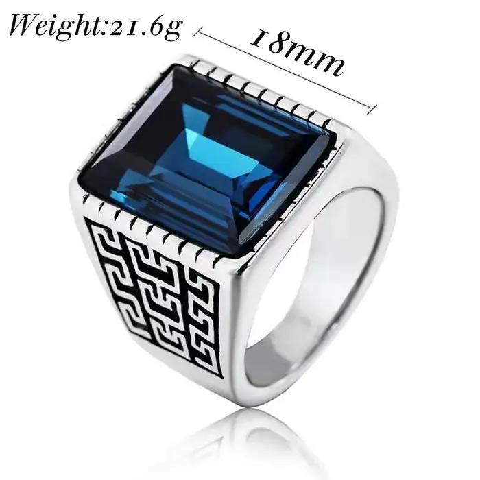 Bague en pierre CZ rouge bleu pour hommes