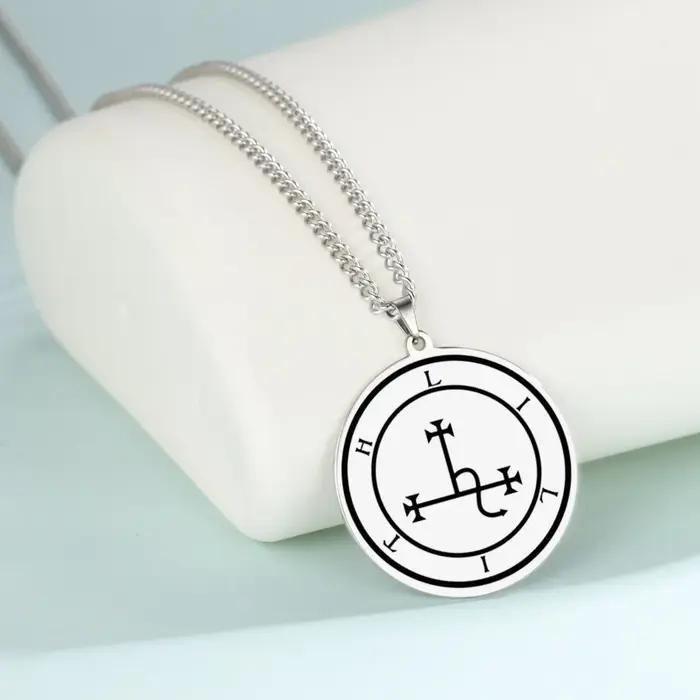 Collier pendentif en acier inoxydable avec sceau Lilith