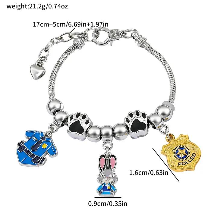 Bracelet à breloques en alliage de zinc Zootopia Judy Hopps - Pendentifs émaillés sur le thème de la