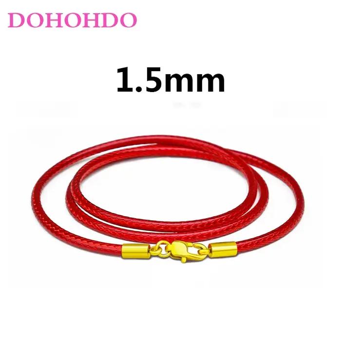 Top qualité 1.5mm 2mm 3mm collier cordon en cuir cordon cire corde chaîne avec fermoir en acier inox