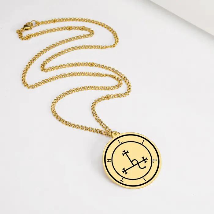 Collier pendentif en acier inoxydable avec sceau Lilith