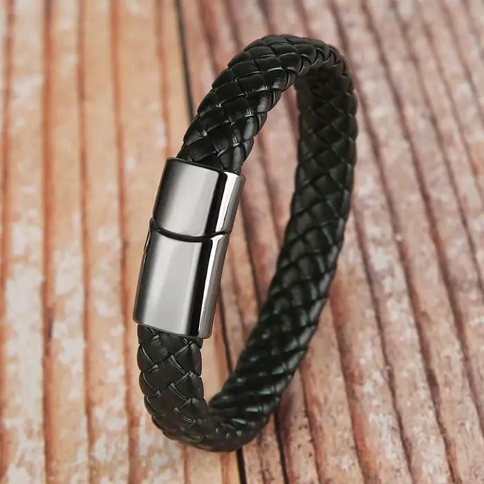 Mibrow – Bracelet en cuir tressé Vintage pour hommes et femmes, fermoirs magnétiques en métal, breloque Punk, bijoux à la mode