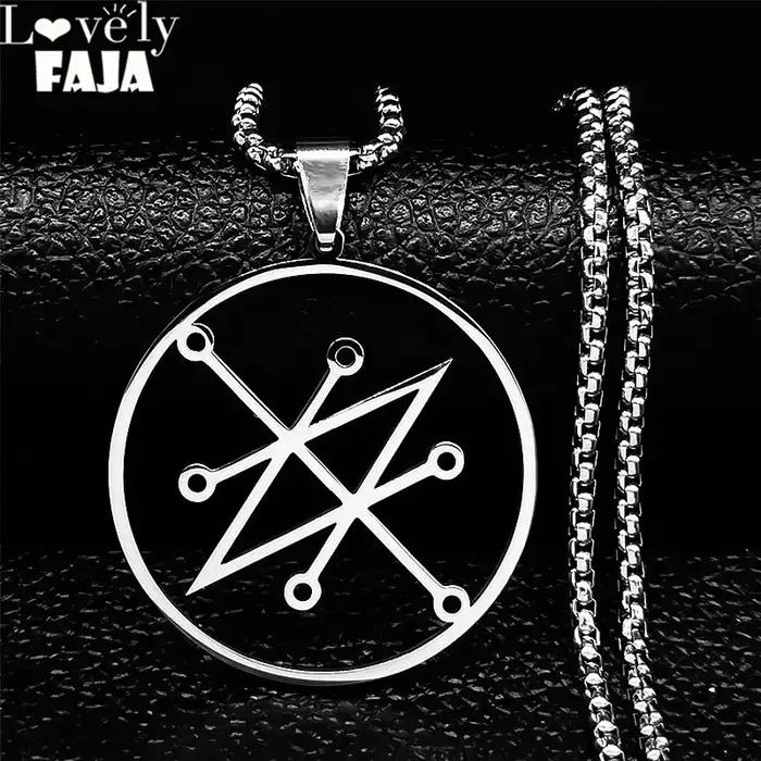 Collier Pendentif Azazel Sigil en Acier Inoxydable pour Hommes et Femmes Occasions Spéciales Fiançailles Mariage Anniversaire