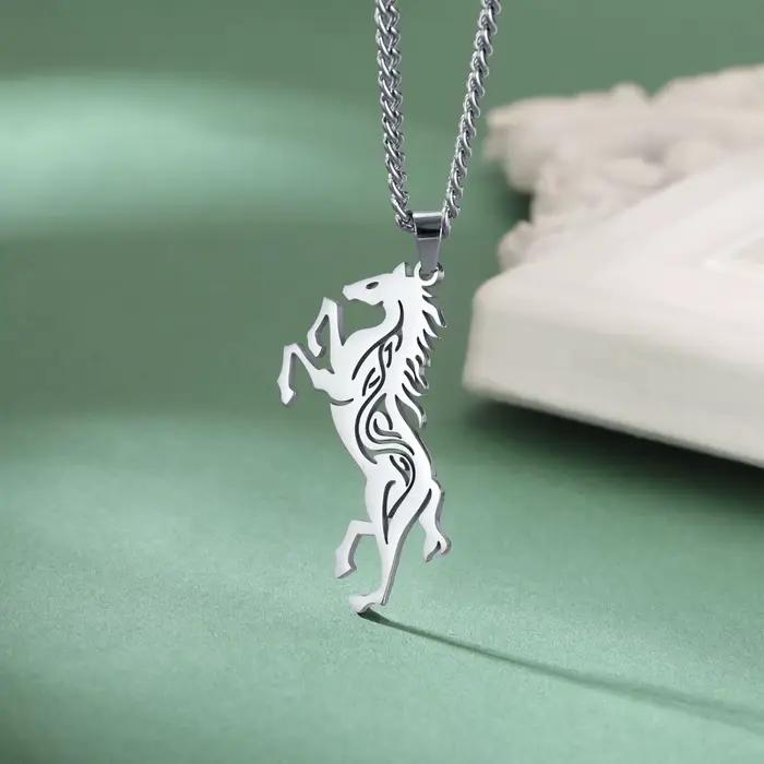 LIKGREAT-Collier Cheval Celtique pour Homme et Femme, Acier Inoxydable, Pendentif Animal Punk, Bijou