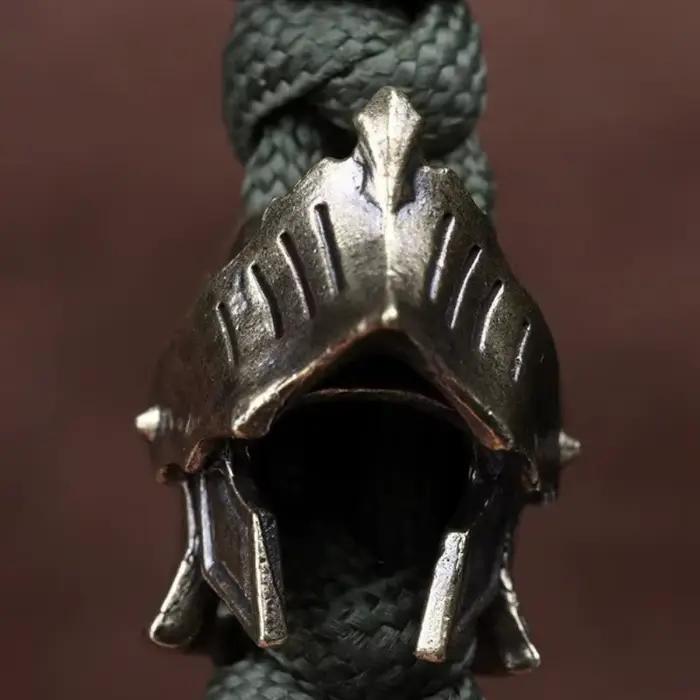 Casque de chevalier, couteau en laiton, perle d'extérieur, bricolage, accessoires paracorde, lanière tissée, pendentif, bijoux Punk, Bracelets de survie, breloques